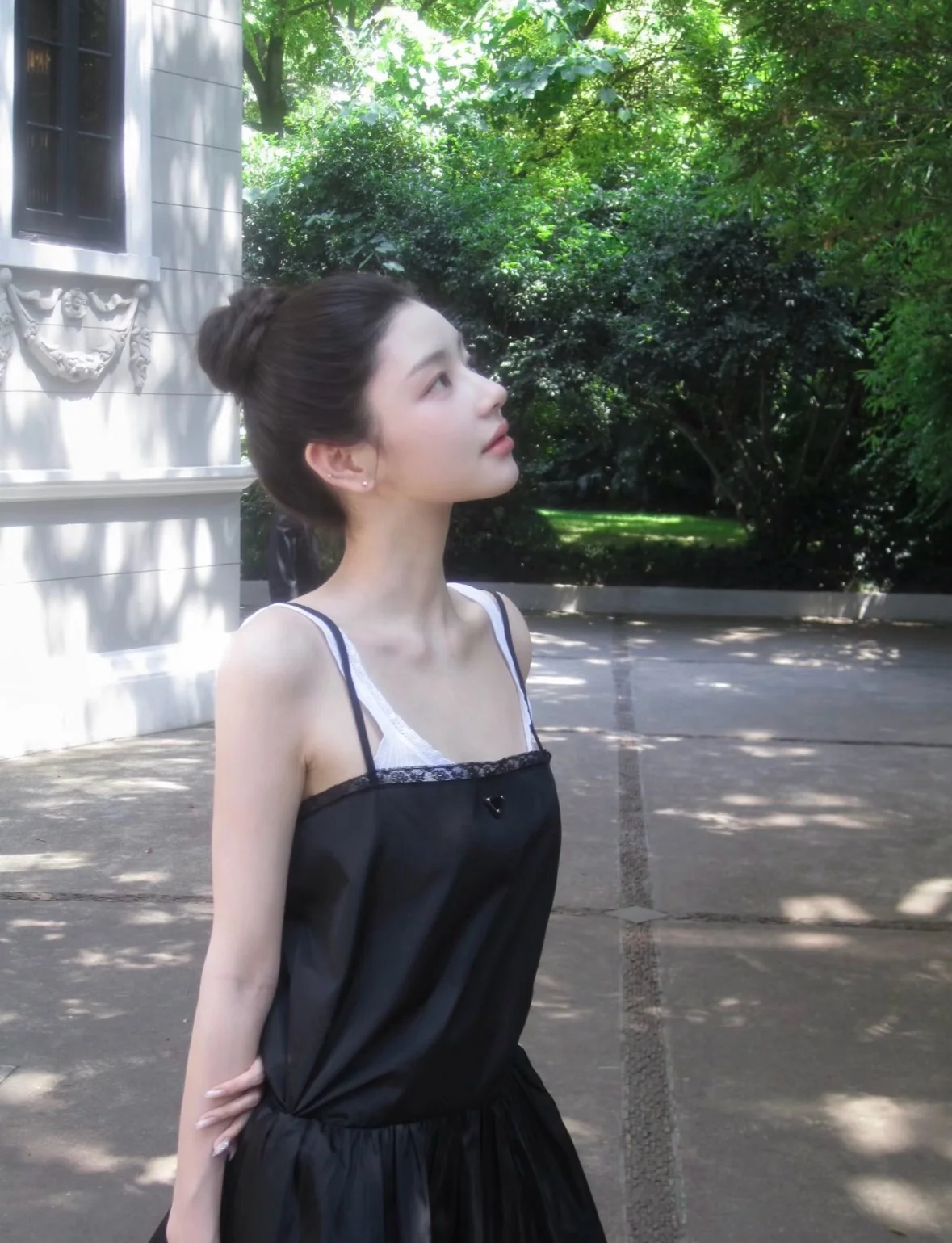 프라다 레이스 트림 나일론 여성 원피스 상세 이미지 7