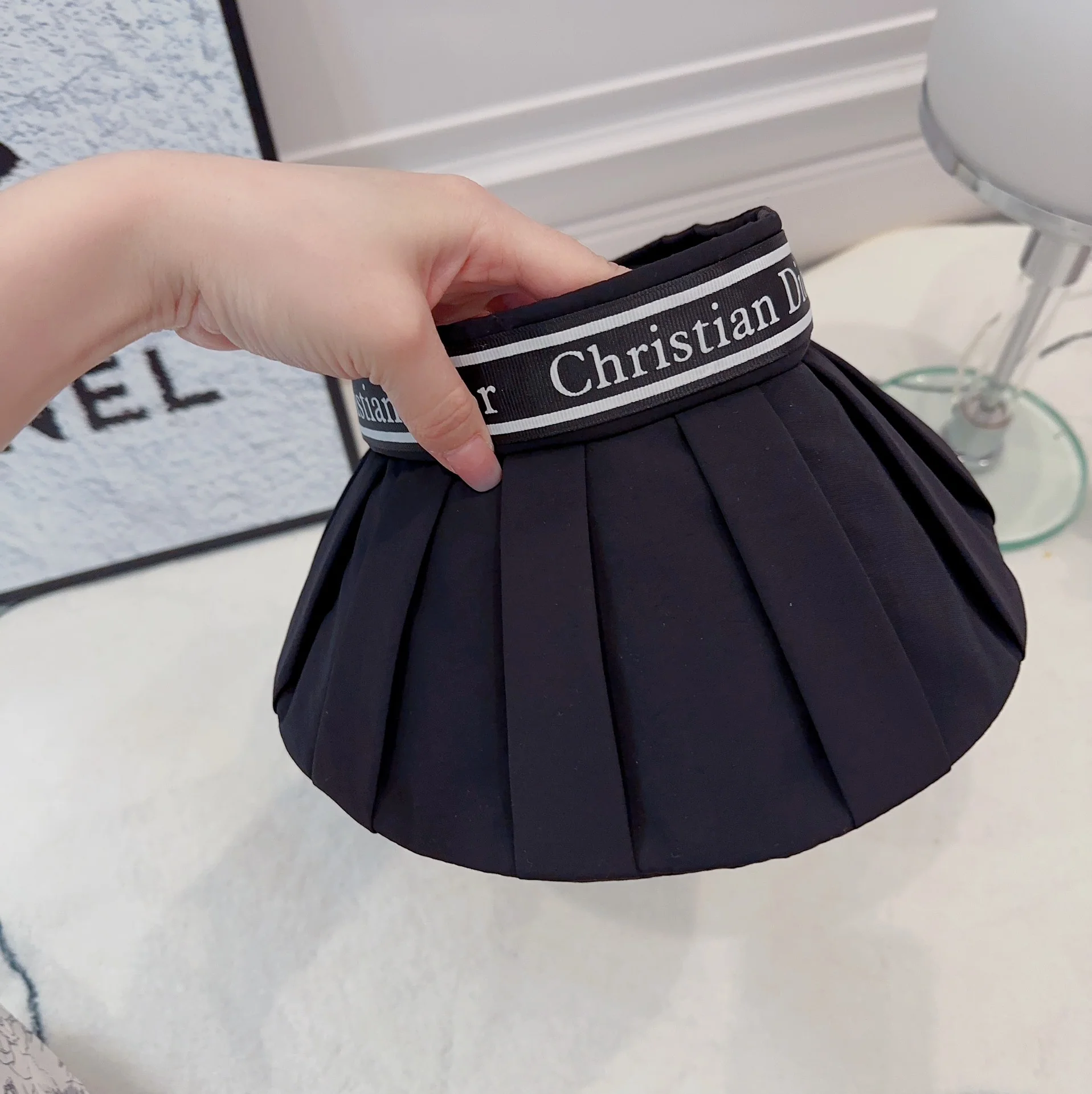 디올 플리츠 밀짚 썸머 바이저 모자 상세 이미지 9