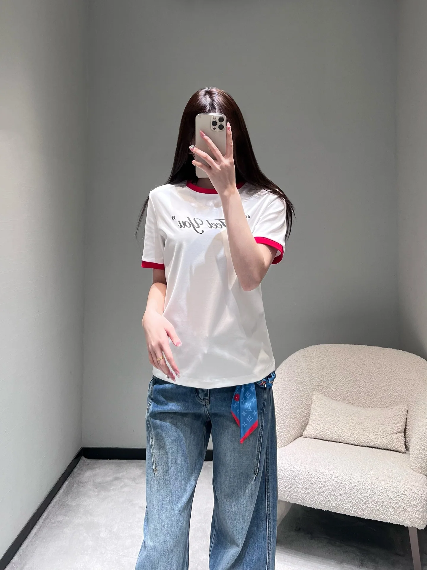 디올 카라 블록 레터 프린트 반팔 티셔츠 26 SS 상세 이미지 1