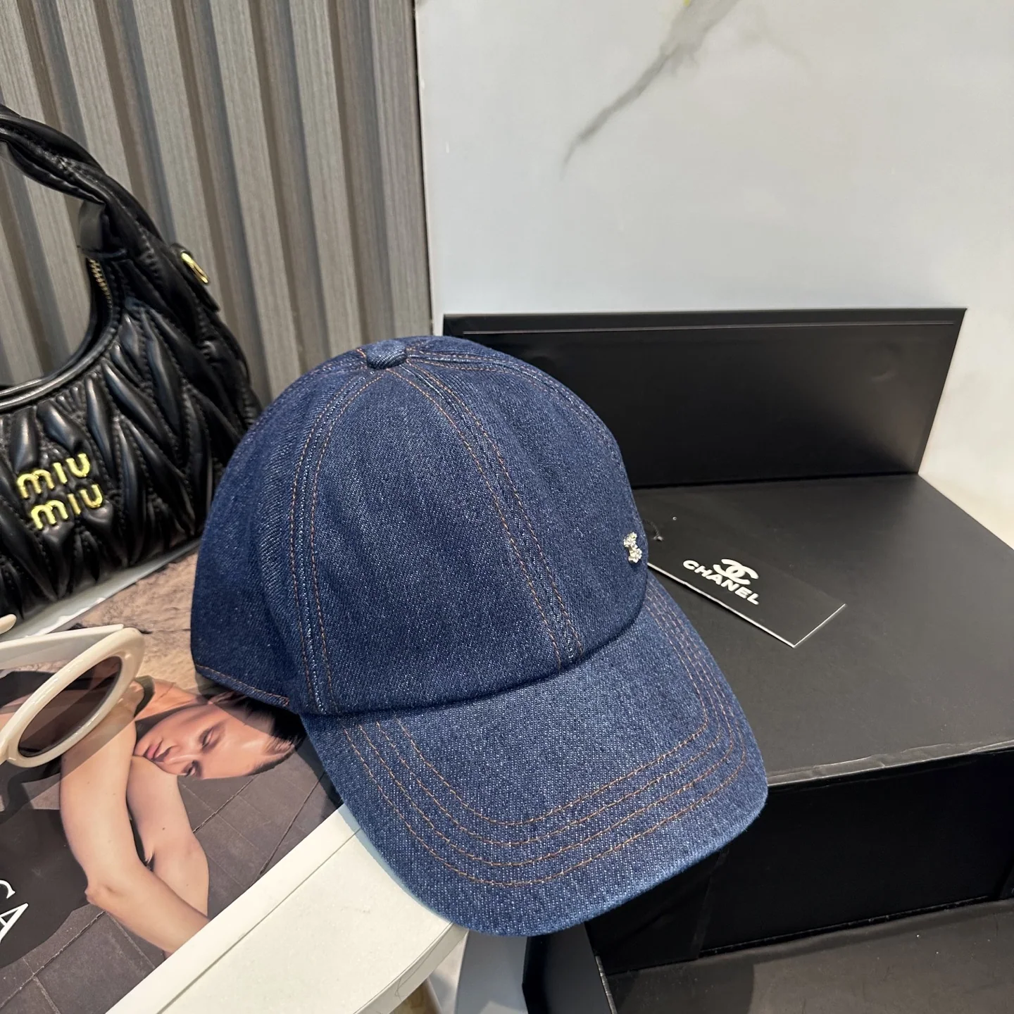 샤넬 데님 블루 레트로 야구모자 상세 이미지 8