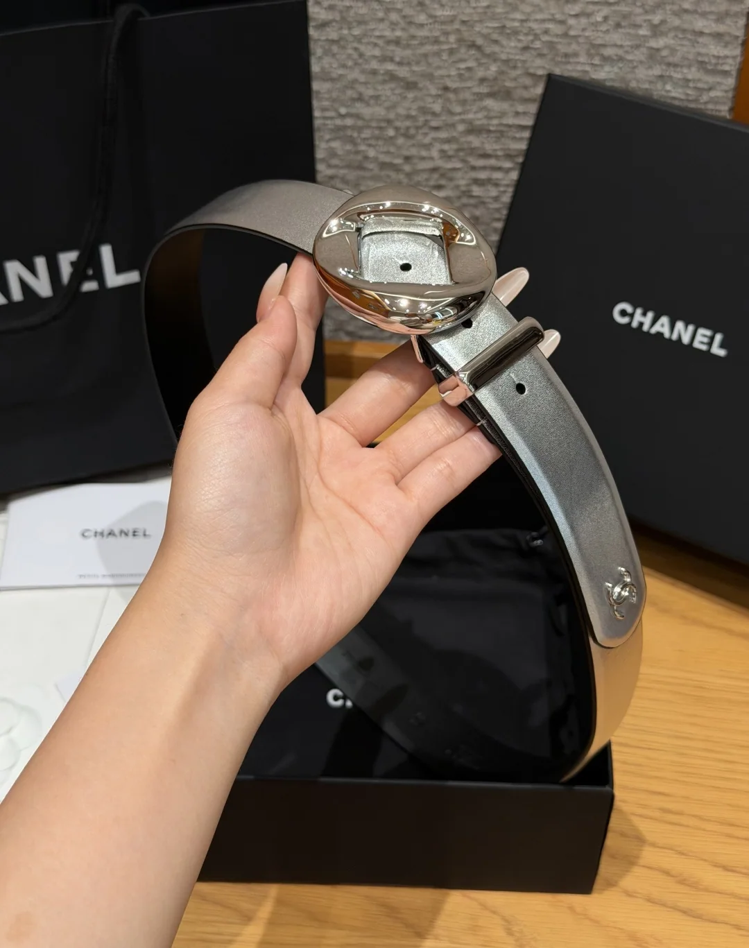 샤넬 가죽 더블 C 로고 벨트 30mm 상세 이미지 4