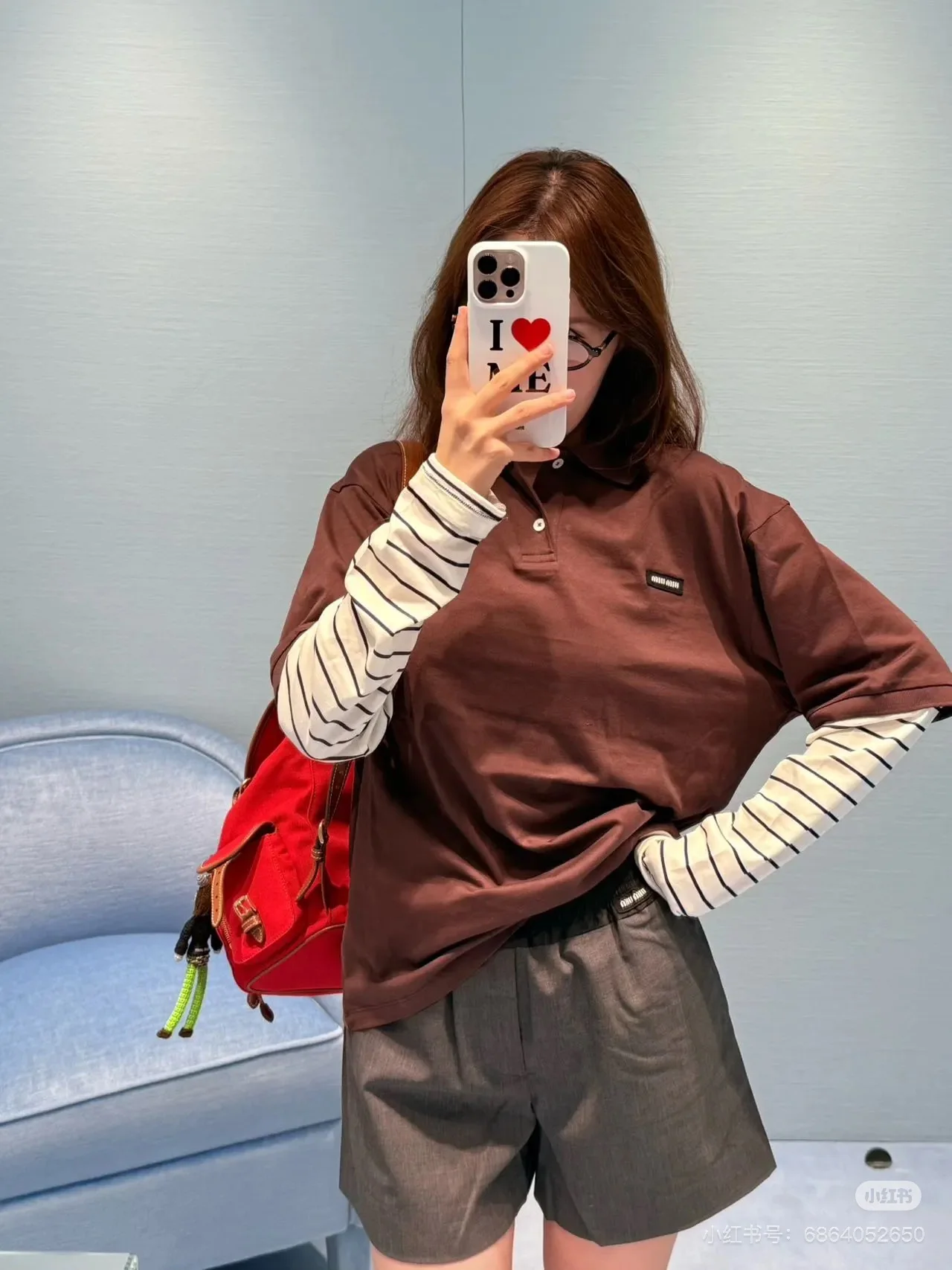 미우미우 스트라이프 오버핏 긴팔 셔츠 여성의류 2025 FW 상세 이미지 6