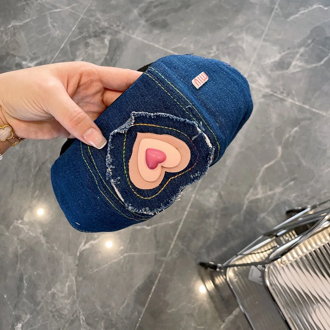 미우미우 봄 데님 하트 베레모자 상세 이미지 6
