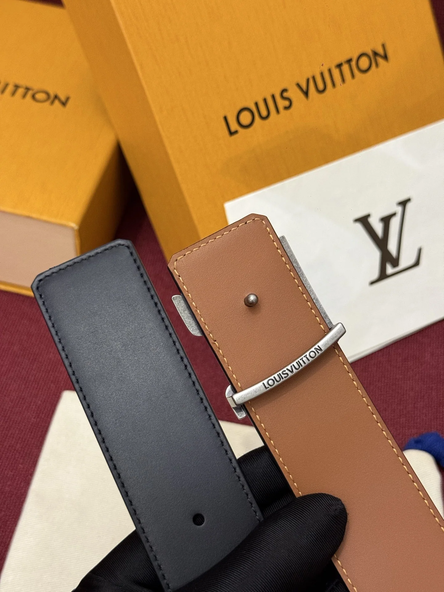루이비통 다미에 LV 리버시블 벨트 상세 이미지 4