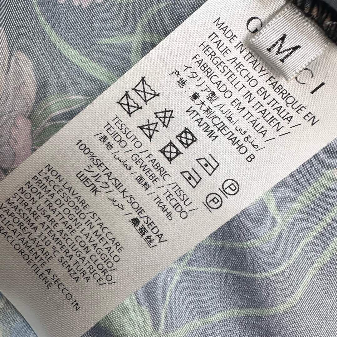 구찌 플리츠 레이스 실크 프린트 원피스 상세 이미지 9