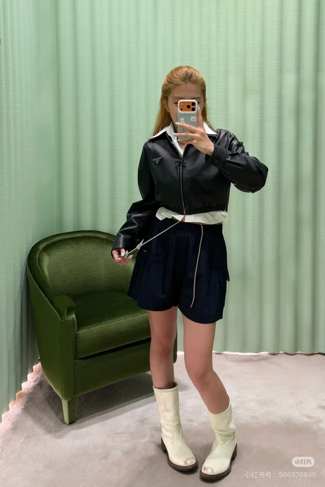 프라다 블랙 카고 여성 반바지 상세 이미지 6