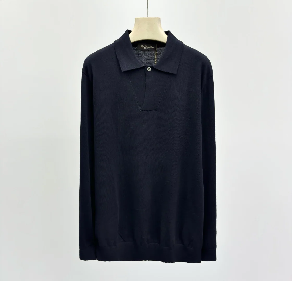 로로피아나 남성 카라 니트 긴팔 폴로셔츠 상세 이미지 1