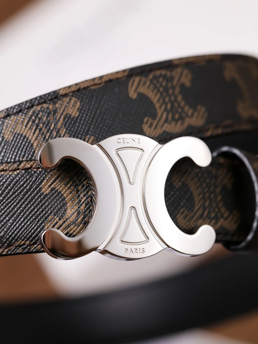 셀린느 송아지가죽 골드 실버 버클 벨트 상세 이미지 4