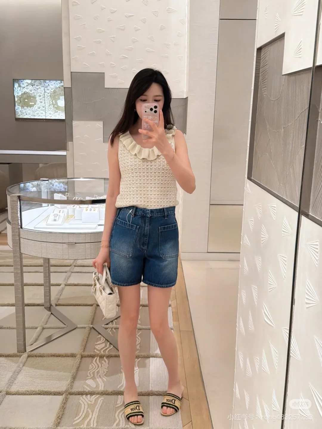 디올 하이웨스트 루즈핏 데님 바지 상세 이미지 5