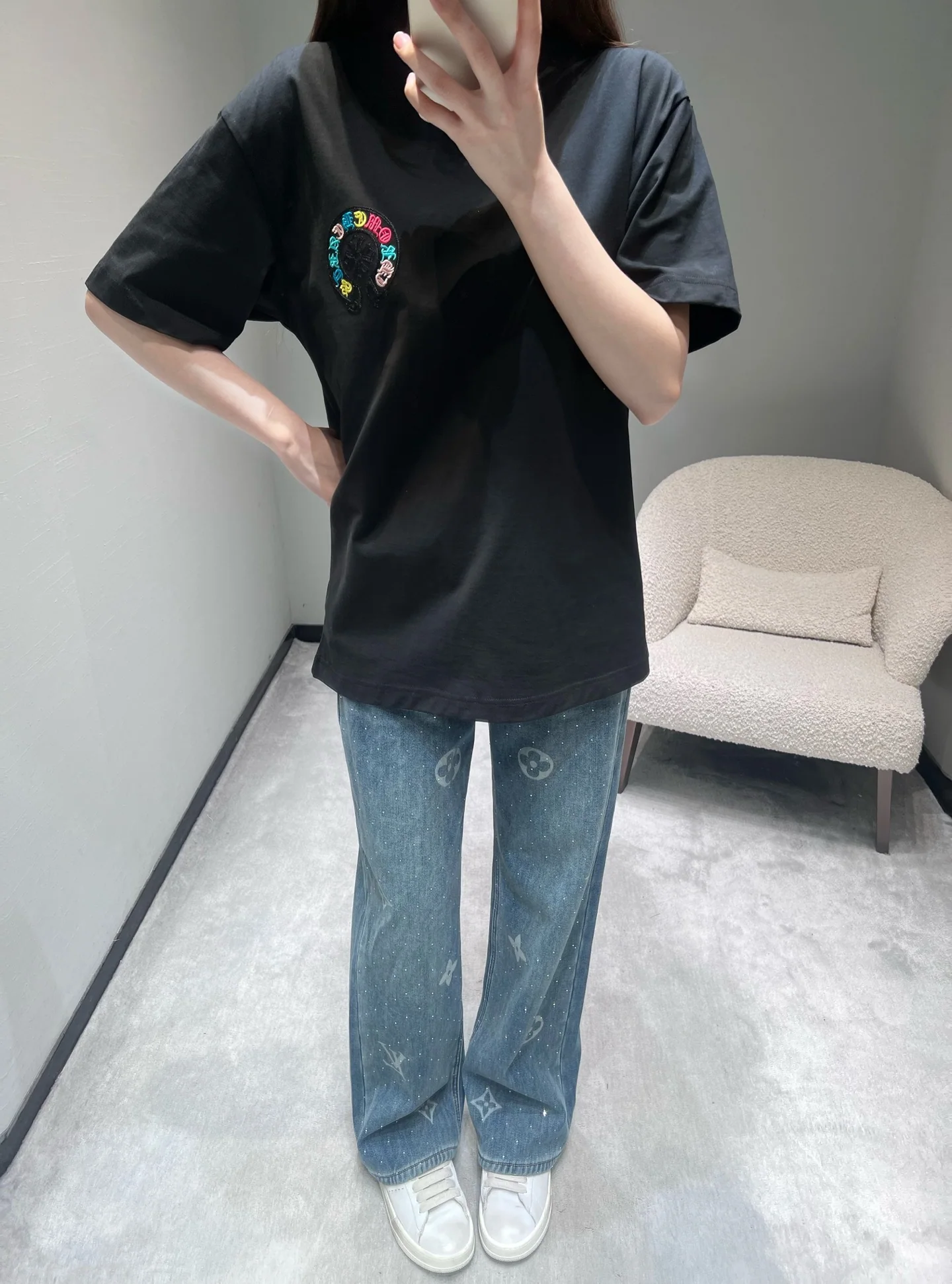 크롬하츠 컬러풀 배지 자수 반팔 티셔츠 상세 이미지 8