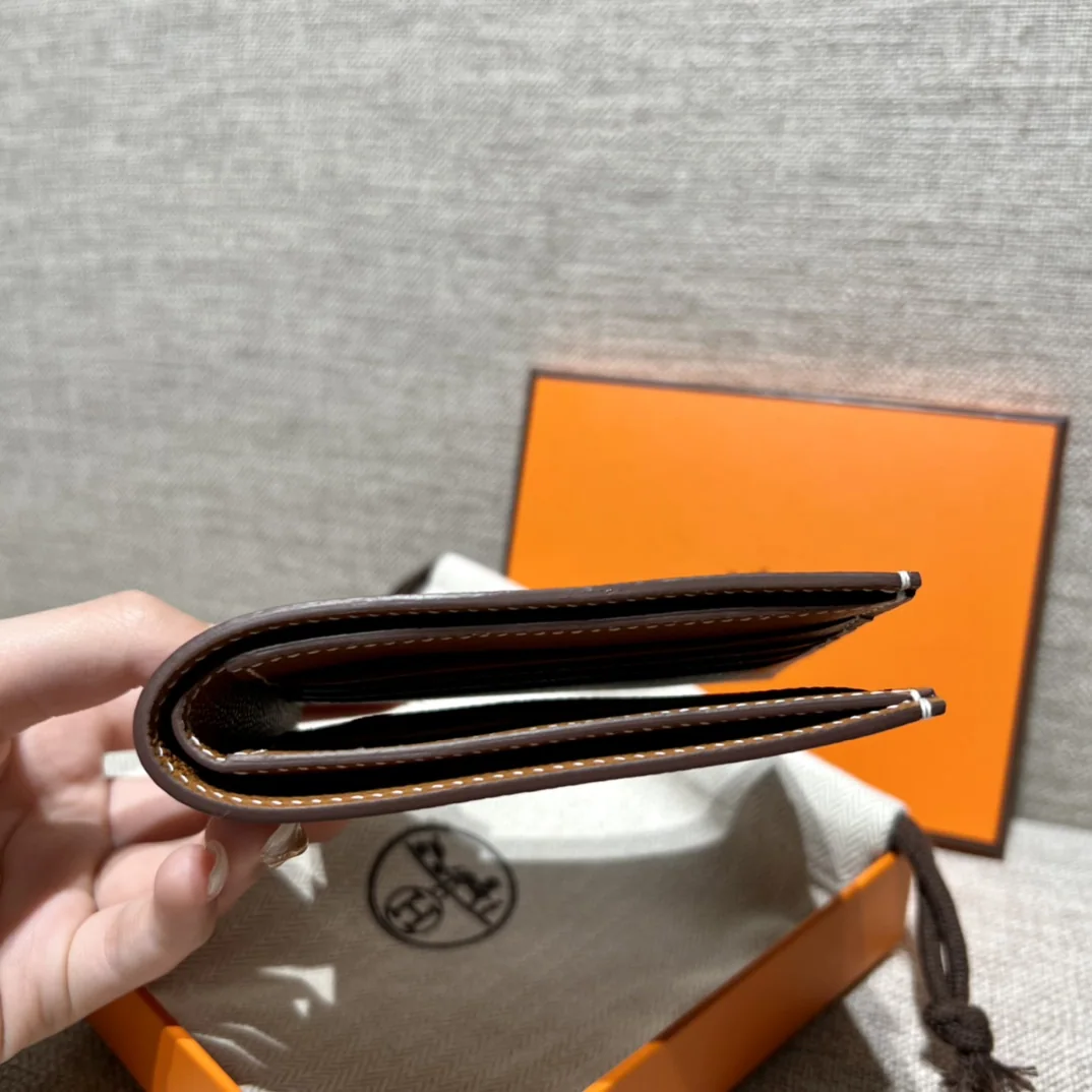 에르메스 엡솜 금갈색 야자수 무늬 짧은 지갑 상세 이미지 3