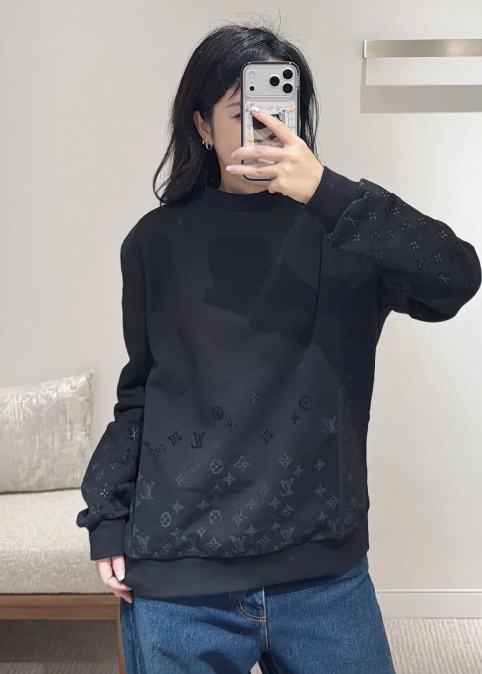 톰브라운 파리게 무늬 크루넥 긴팔 스웨트셔츠 상세 이미지 9
