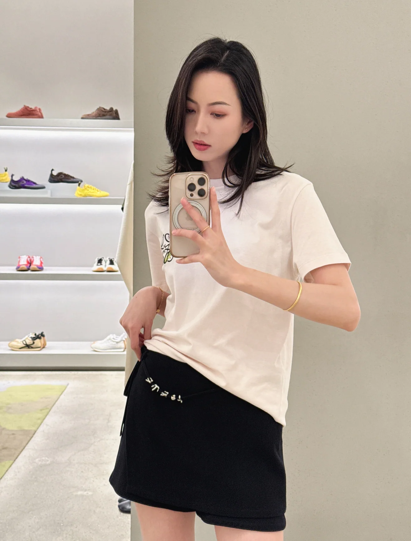 로에베 아티초크 자수 데님 반팔 티셔츠 상세 이미지 4