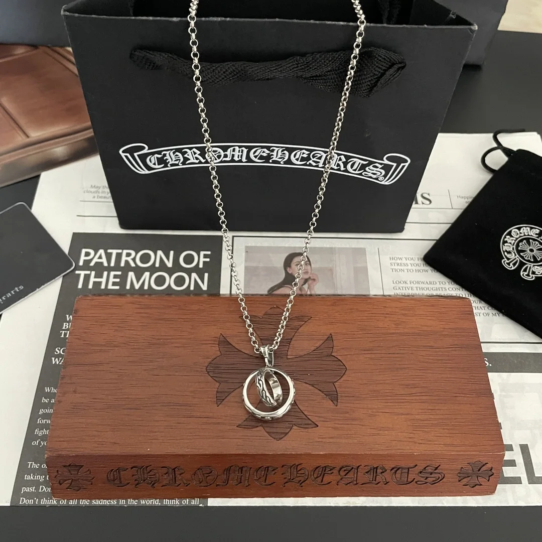 크롬하츠 더블 링 엠보싱 펜던트 목걸이 상세 이미지 1