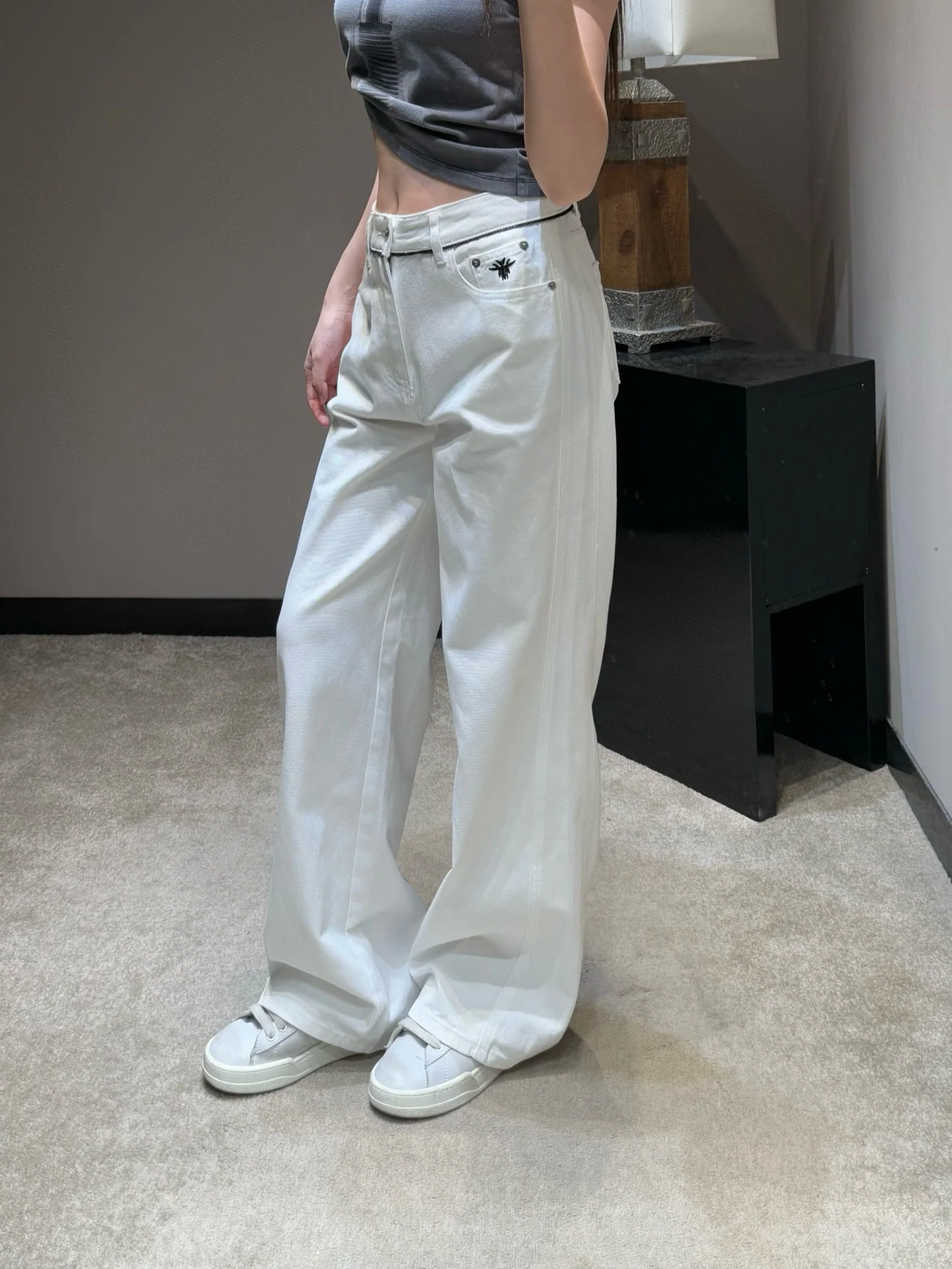 디올 와이드 레그 하이웨스트 데님 바지 상세 이미지 8