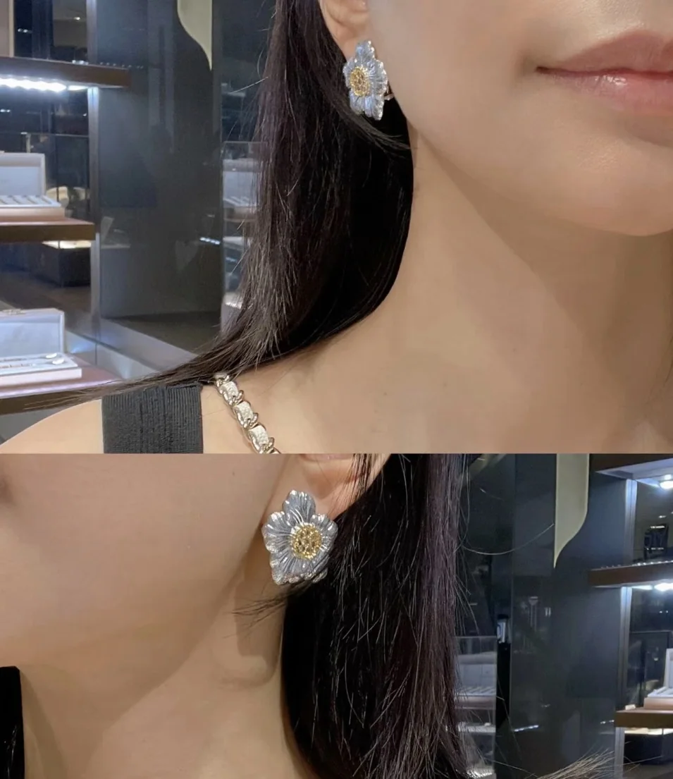부첼라티 가드니아 데이지 무늬 925 스털링 실버 귀걸이 상세 이미지 9
