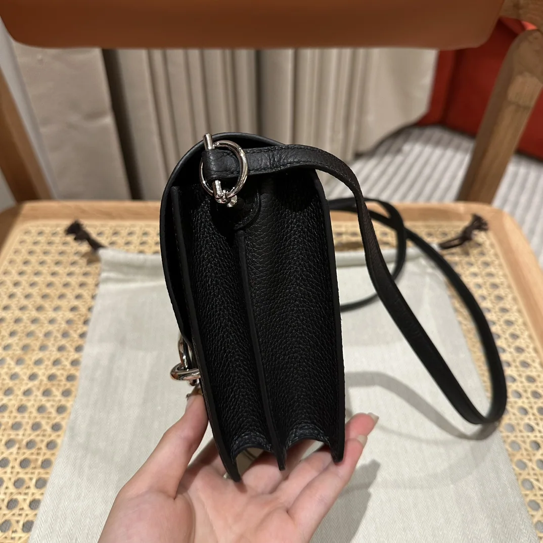 에르메스 토고 실버 장식 블랙 소가죽 핸드백 19 CM 상세 이미지 3