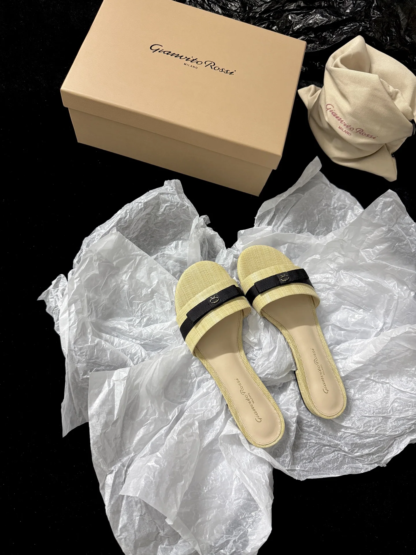 지안비토 라피아 스트랩 샌들 80074