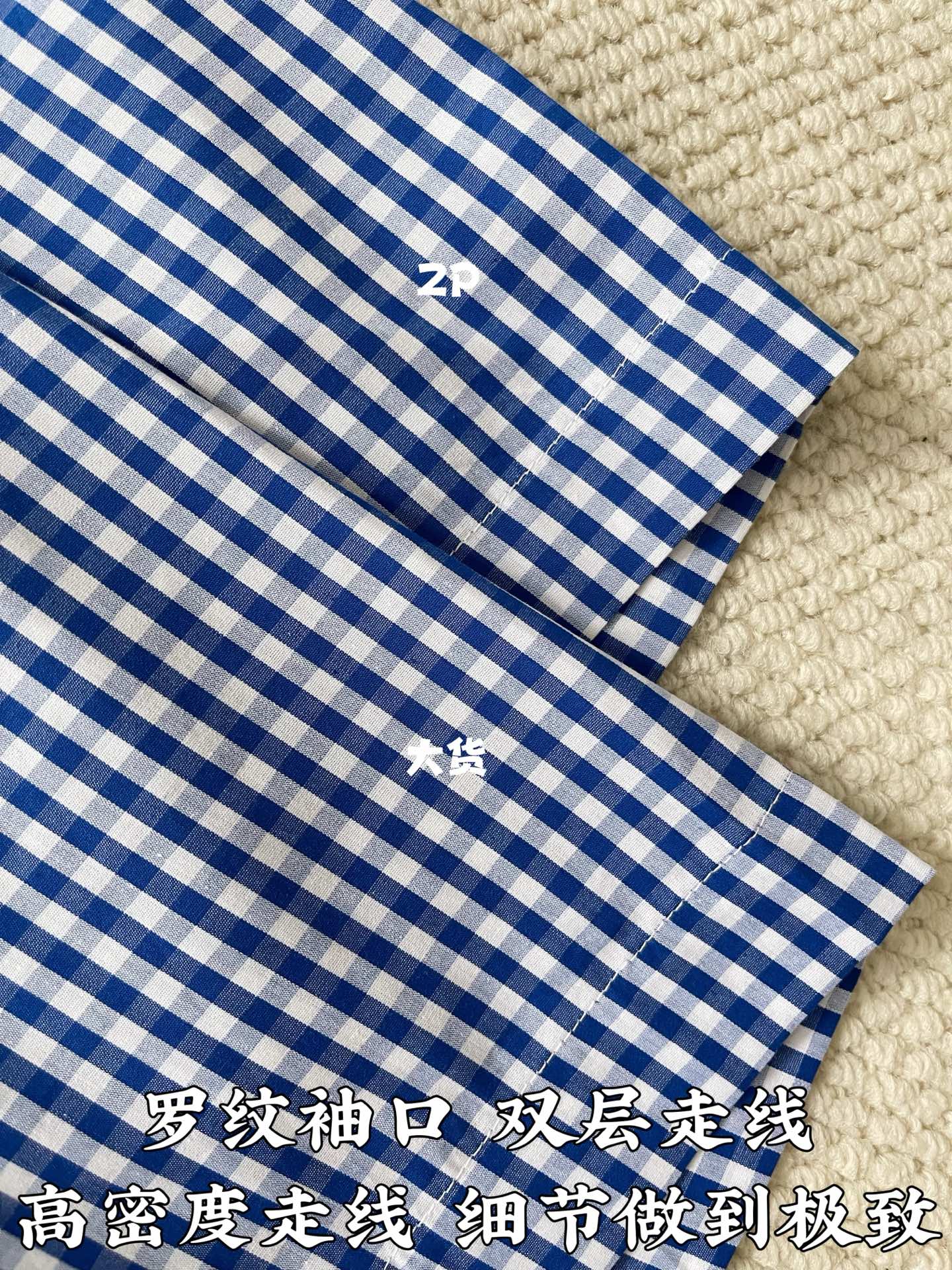 로에베 아나그램 자수 체크 반팔 셔츠 상세 이미지 5
