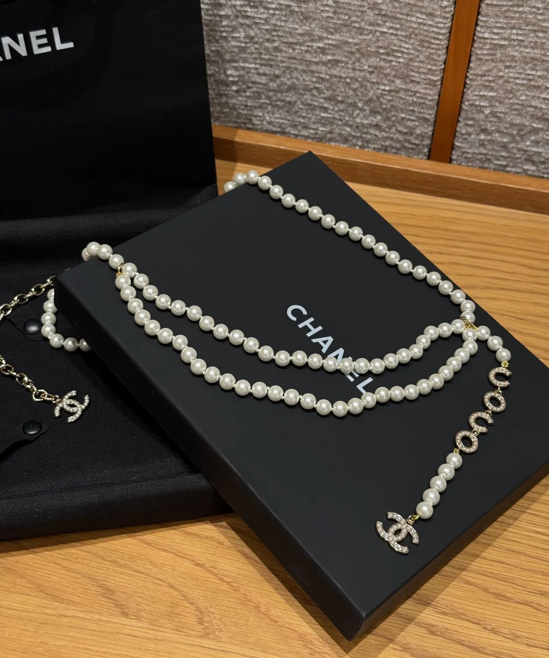 샤넬 더블 C 참 장식 진주 벨트 상세 이미지 6