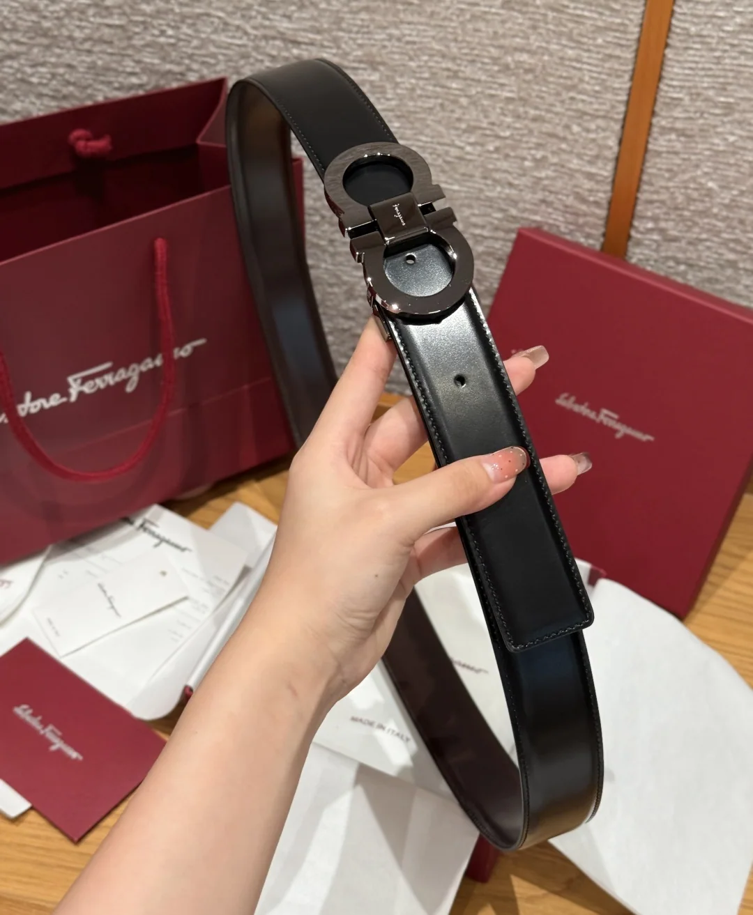페레가모 간치니 양면 가죽 벨트 상세 이미지 3