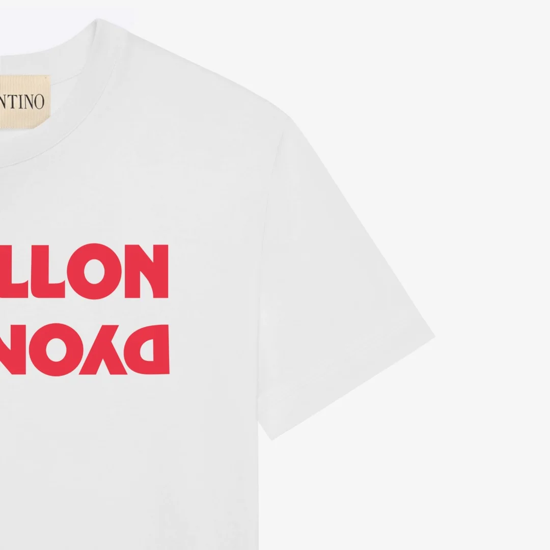 발렌티노 레터 로고 여성 반팔 티셔츠 상세 이미지 4