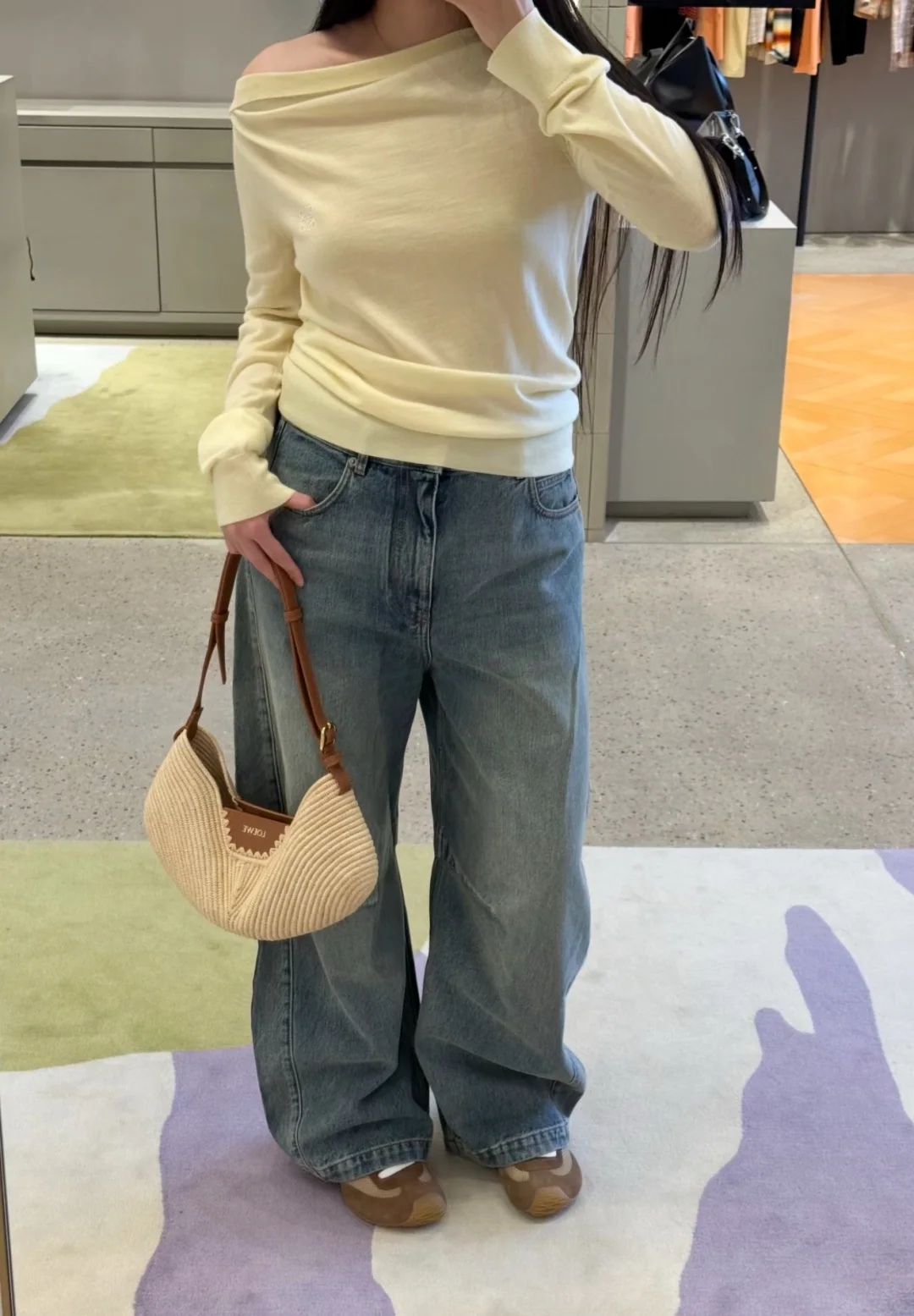 로에베 자수 로고 데님 팬츠 여성 바지 상세 이미지 8