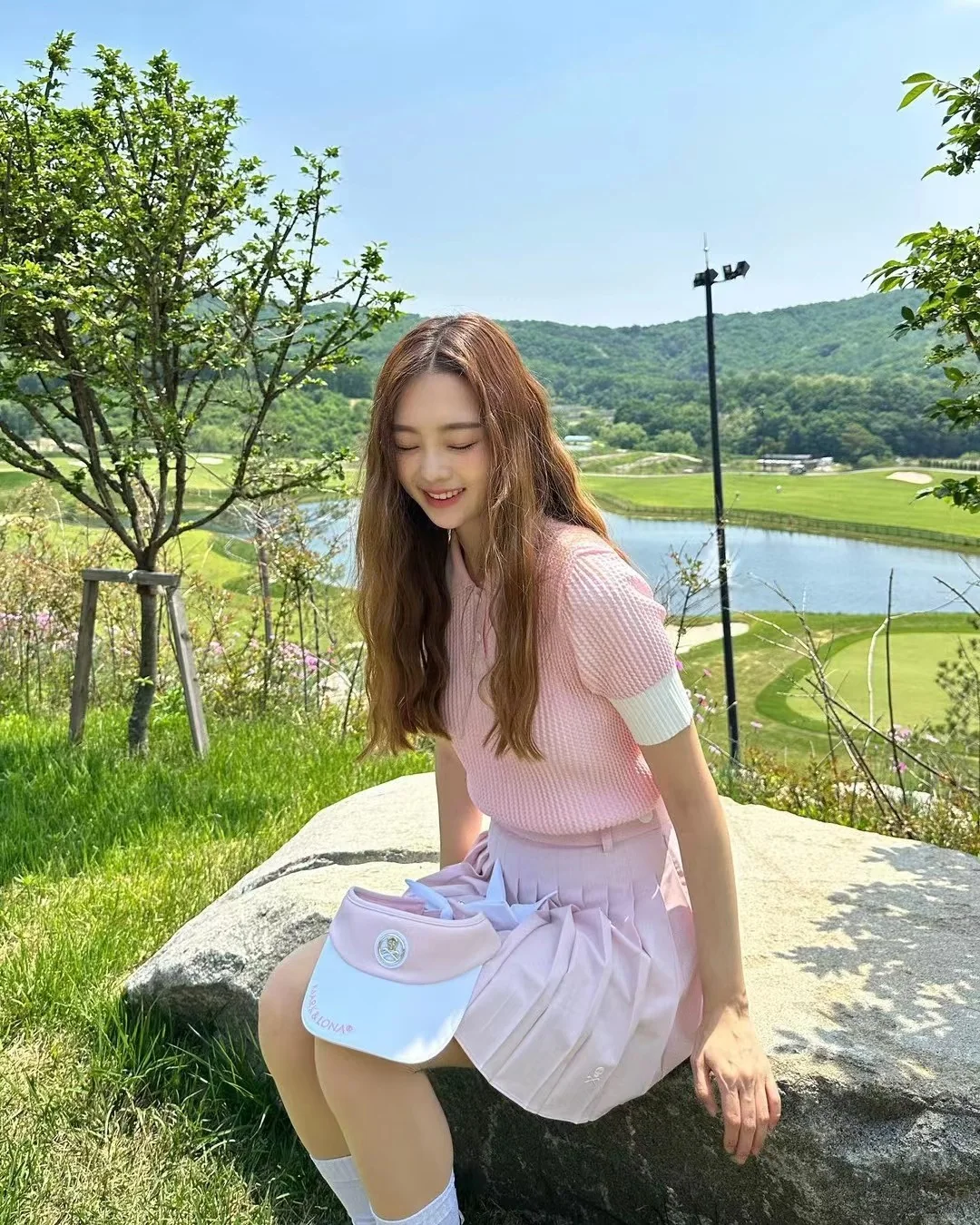 마크앤로나 여성 컬러 블록 니트 반팔 탑 상세 이미지 7