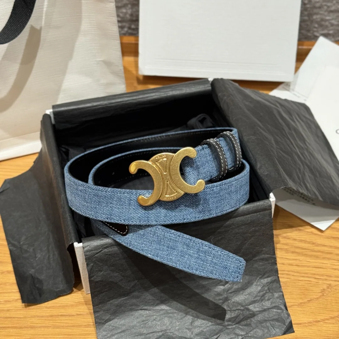 셀린느 개선문 데님 소가죽 벨트 174635