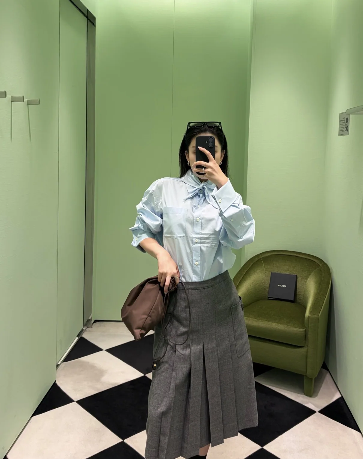 프라다 나비넥타이 코튼 셔츠 원피스 상세 이미지 3