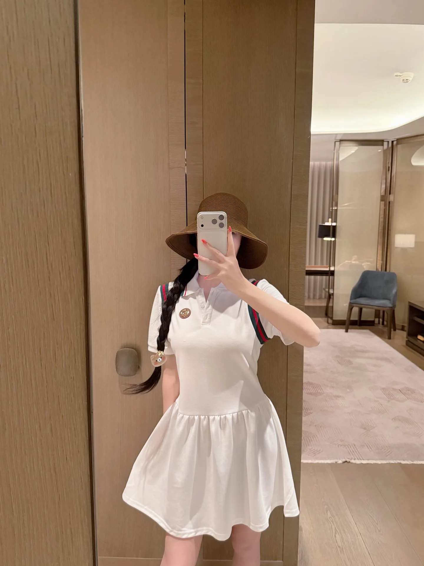 구찌 트리콜로르 리본 폴로 카라 원피스 상세 이미지 2