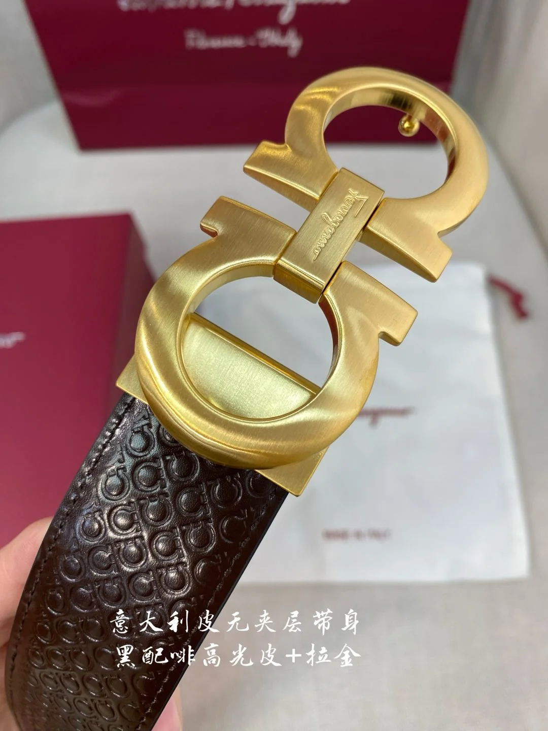 페레가모 천연 가죽 벨트 3.5 CM202500320 상세 이미지 6