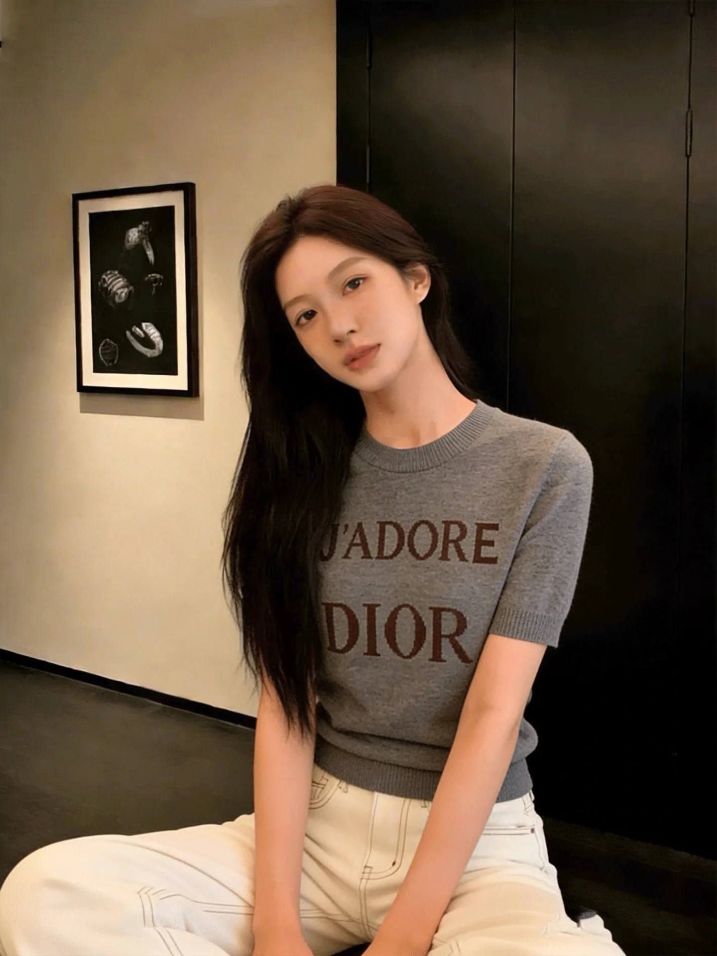 디올 플라워 프린트 니트 반팔 티셔츠 상세 이미지 6