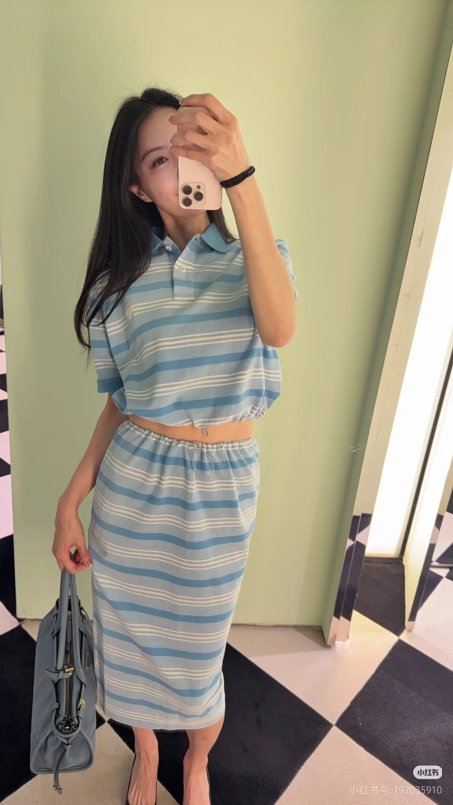 프라다 스트라이프 카라 반팔 티셔츠 상세 이미지 9