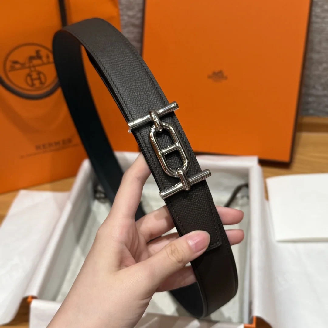 에르메스 H 로고 앱송 가죽 남성용 양면 벨트 상세 이미지 4