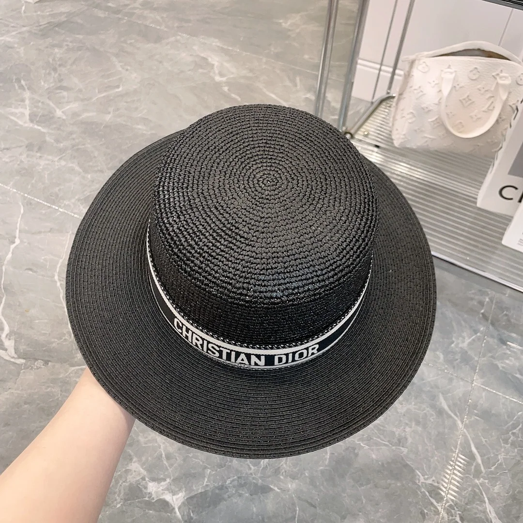디올 레터 로고 웨빙 밀짚 모자 상세 이미지 9