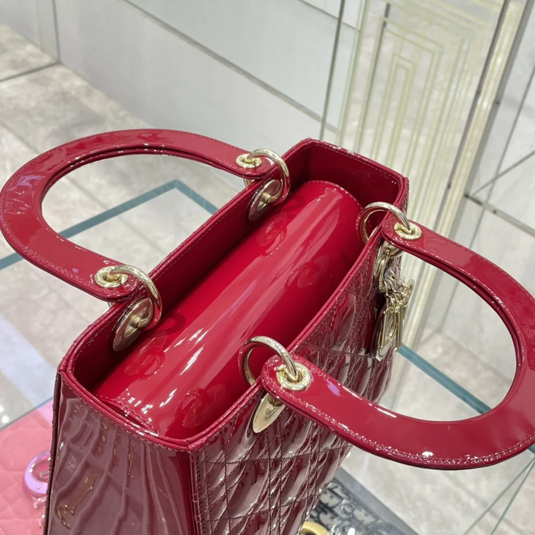 디올 5 칸 에나멜 레더 가방 상세 이미지 3