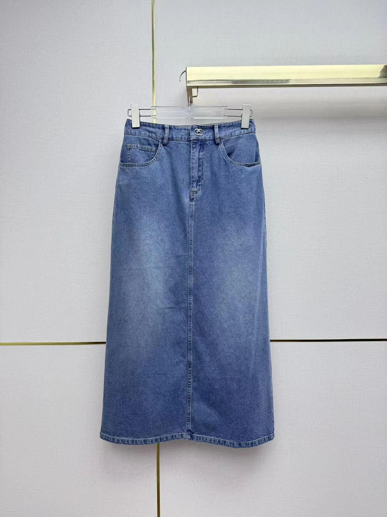 샤넬 더블 C 메탈 버클 데님 스커트 상세 이미지 3