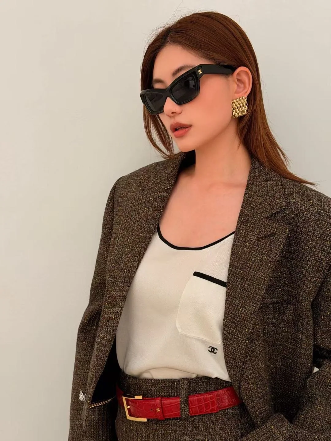 샤넬 센티드 체인 스퀘어 더블 C 귀걸이 상세 이미지 2