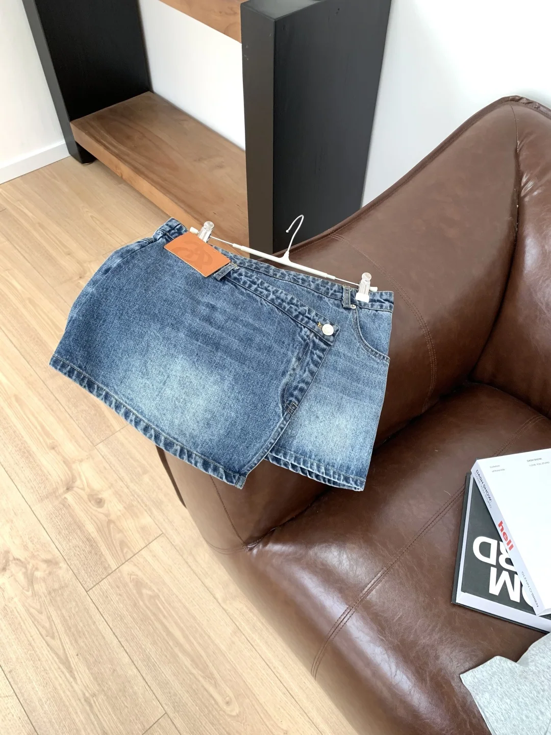 스커트 여성 비대칭 헴 레트로 미디스커트 상세 이미지 5