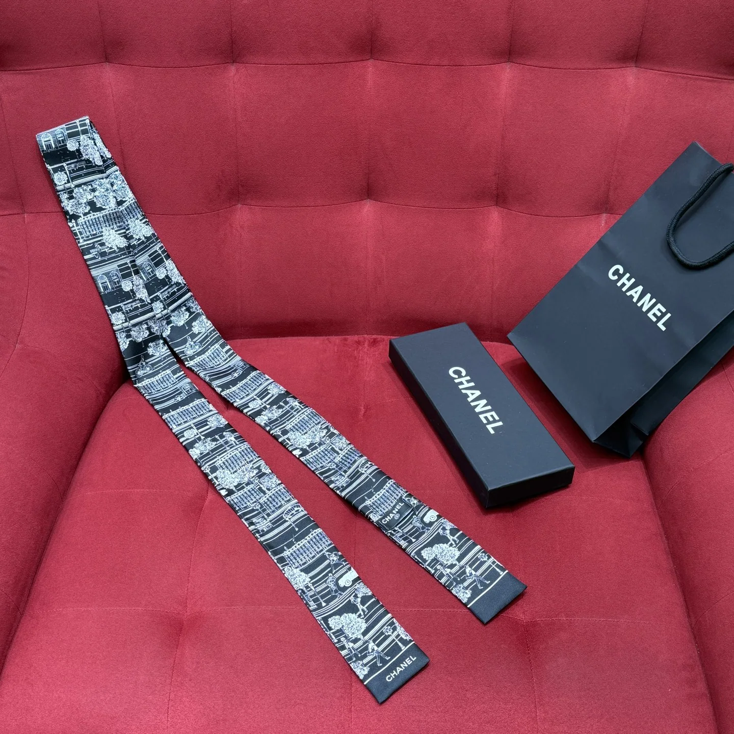 샤넬 파리 거리 풍경 실크 스카프 178021