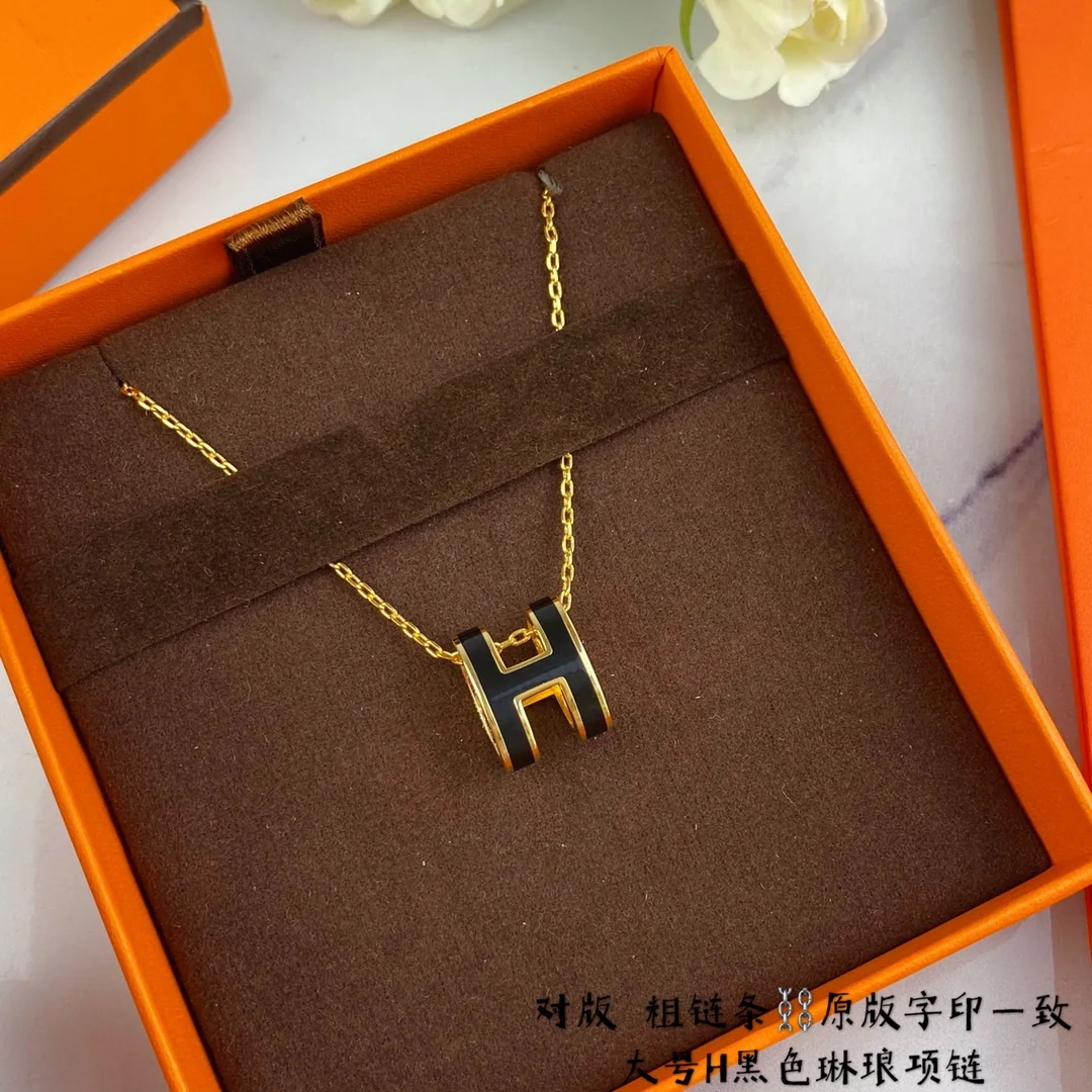 에르메스 H 에나멜 라지 청키체인 목걸이 상세 이미지 3