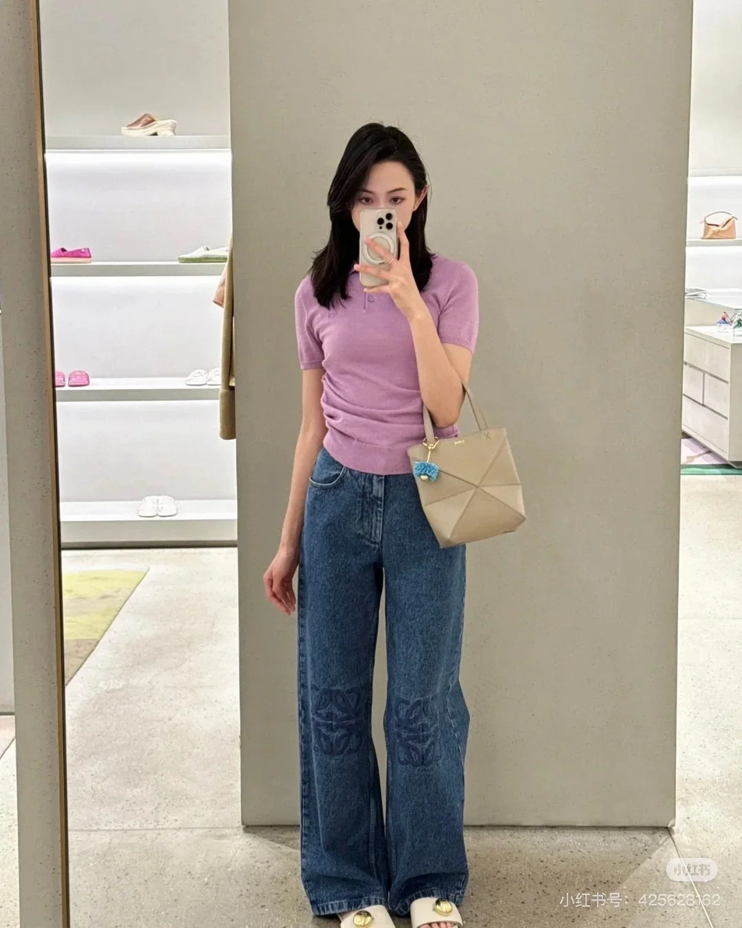 로에베 자수 로고 데님 여성 바지 25 SS 상세 이미지 1