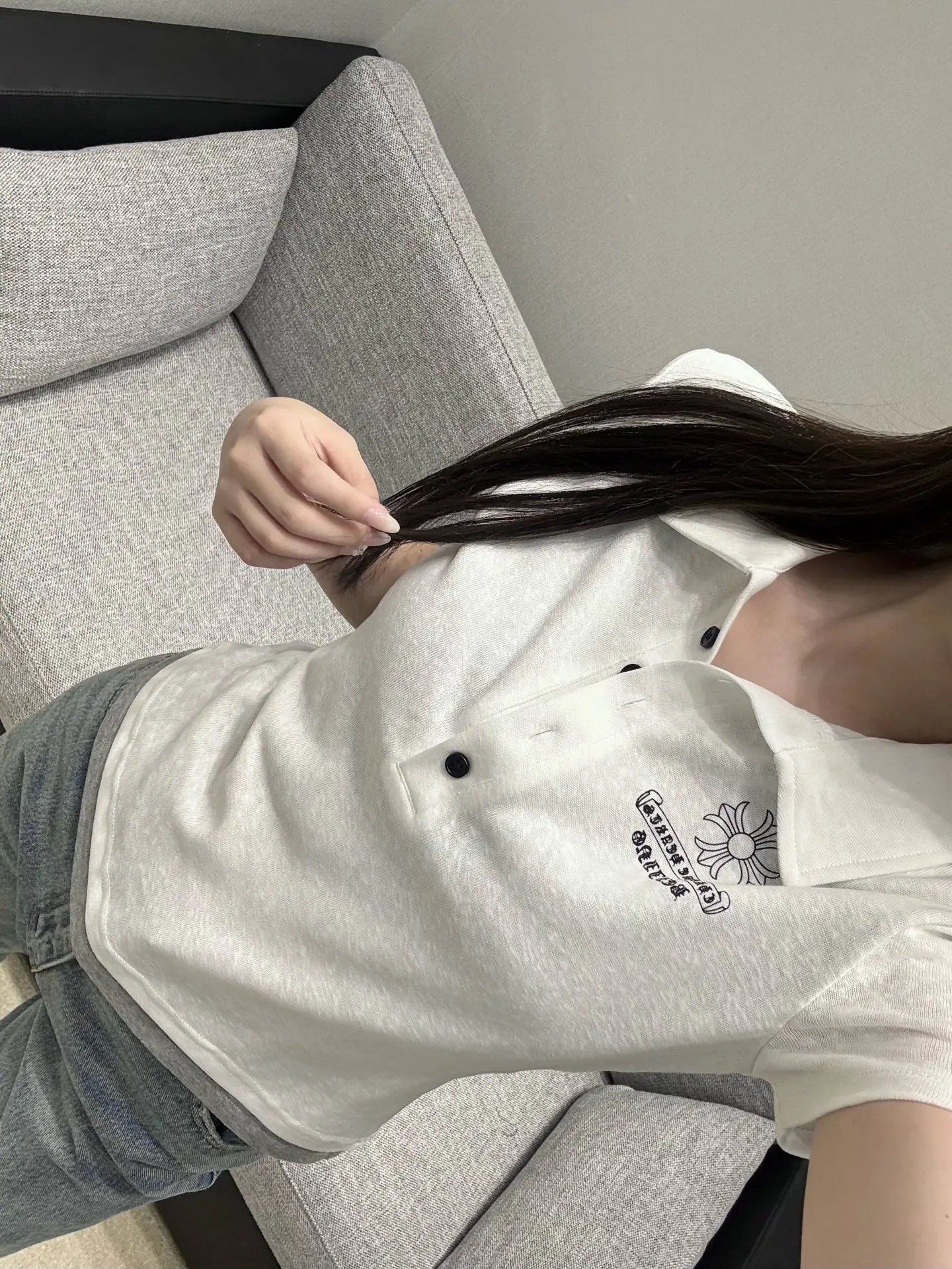 크롬하츠 여성 크롭 반팔 폴로셔츠 상세 이미지 5