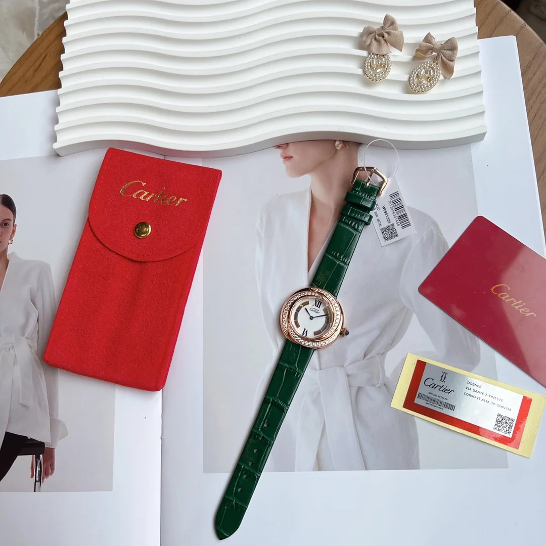 까르띠에 시계 로즈골드 사파이어 글라스 화이트 레플리카 42826 Cartier 상세 이미지 5