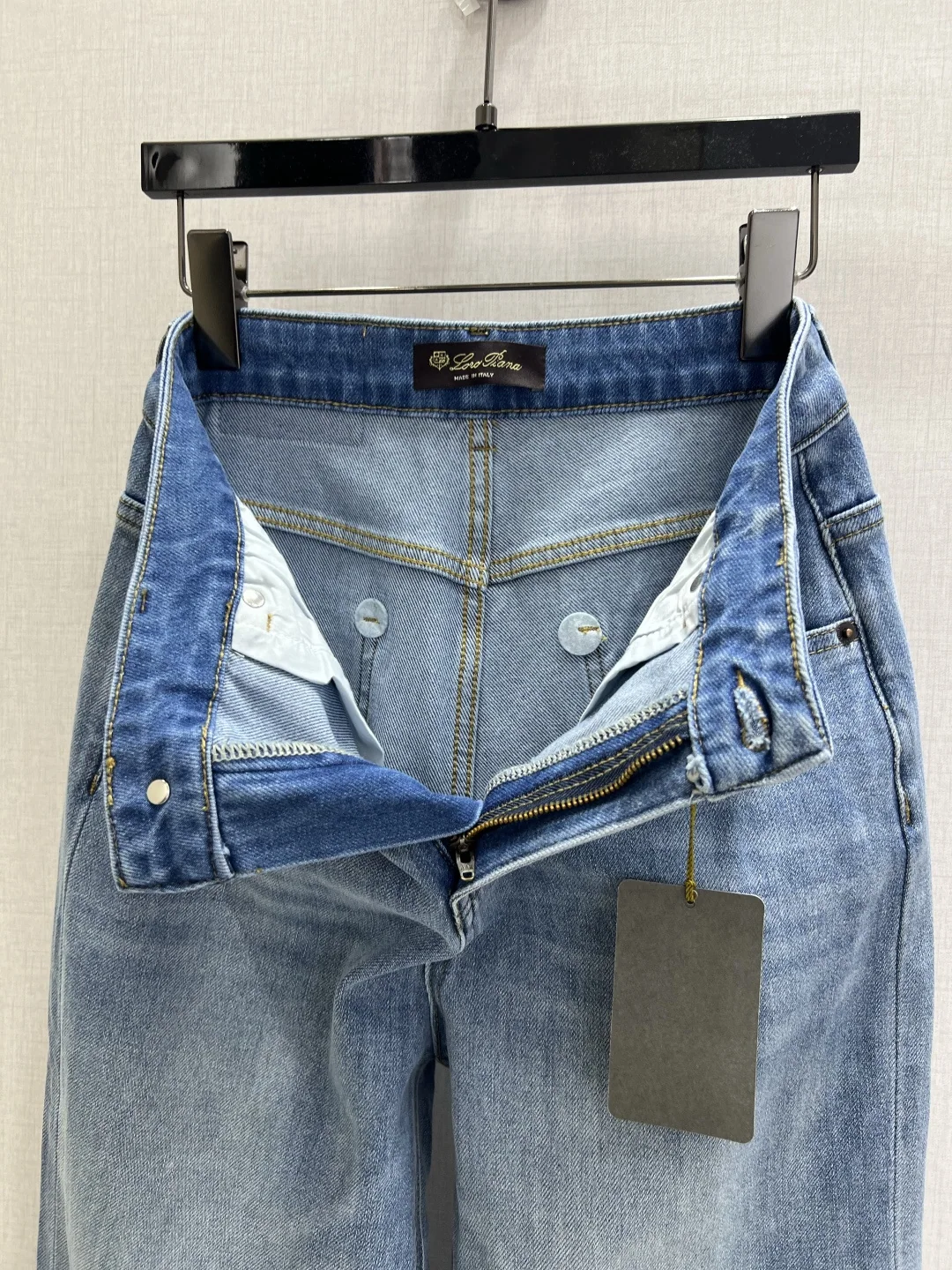로로피아나 기모 자수 스트레이트 레그 여성 바지 상세 이미지 2