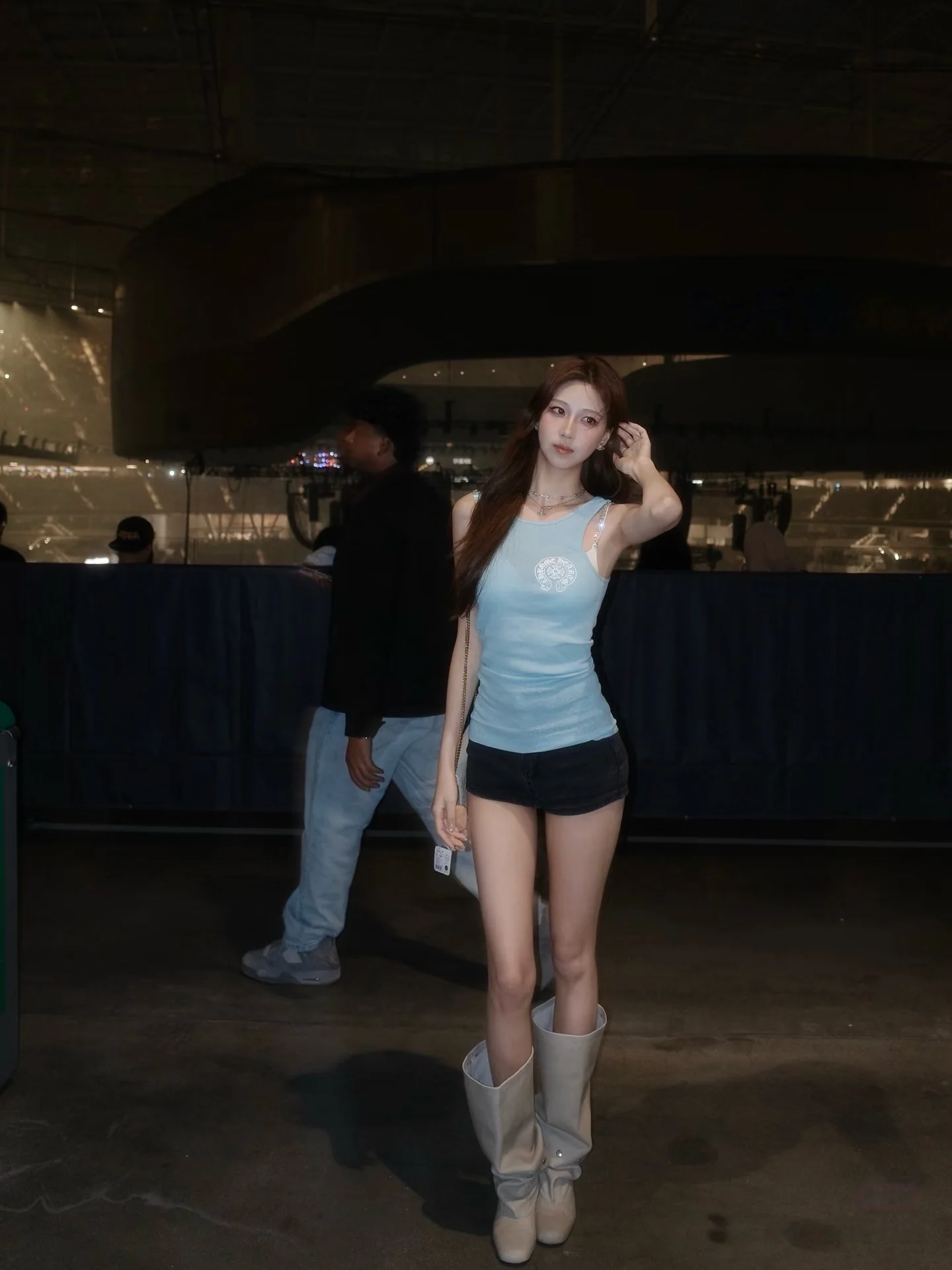 크롬하츠 여성 파란색 니트 반팔 원피스 상세 이미지 4