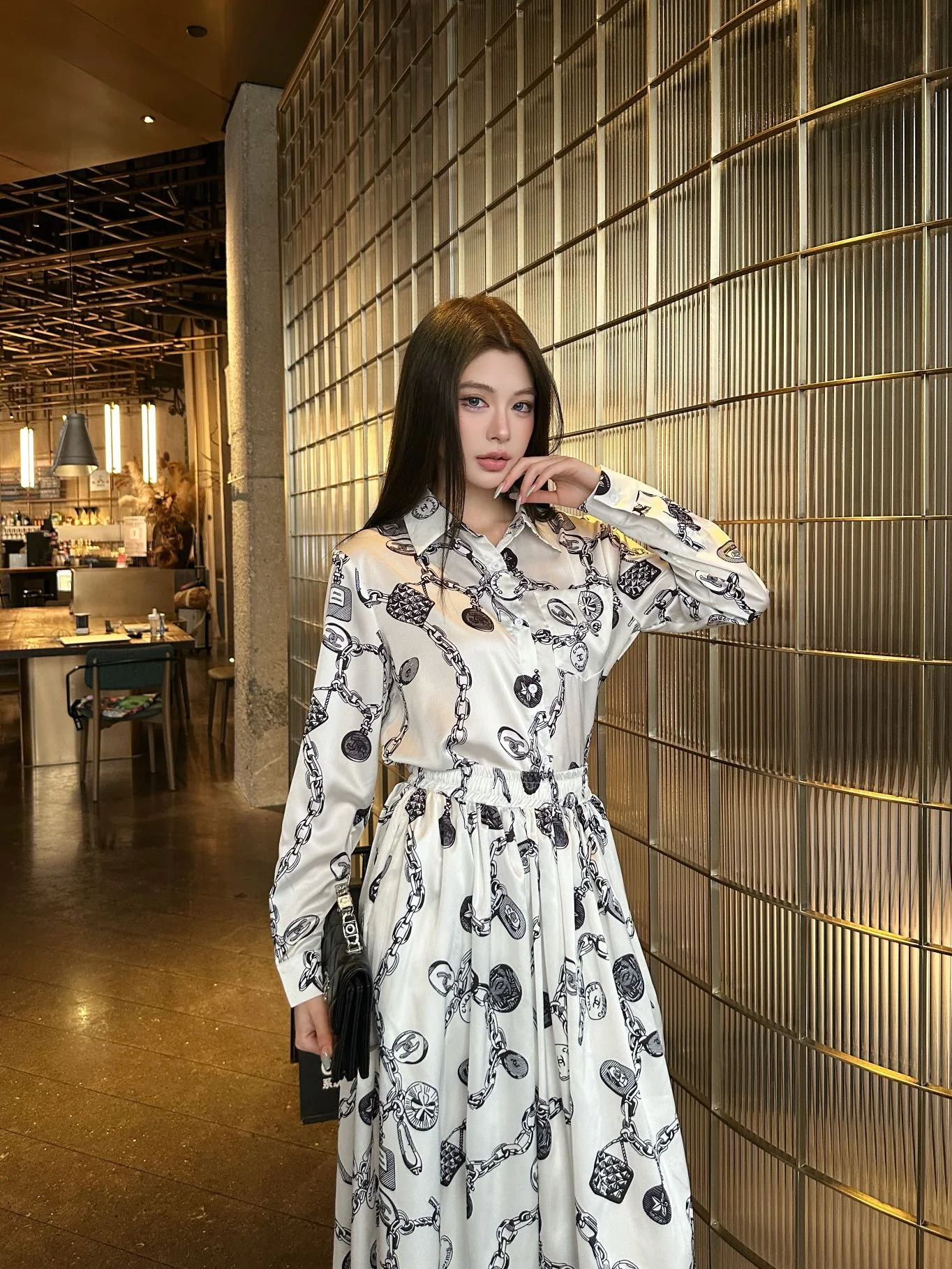 디올 체인 프린트 라펠 셔츠 세트 상세 이미지 7