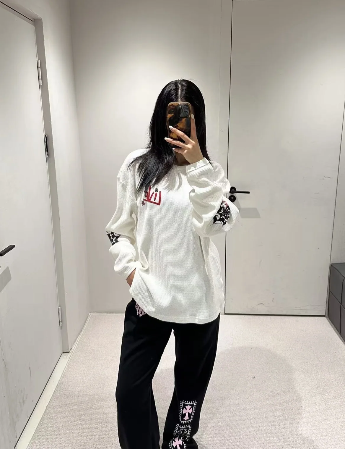 크롬하츠 투슬리브 스파이더 와플 긴팔 티셔츠 상세 이미지 3