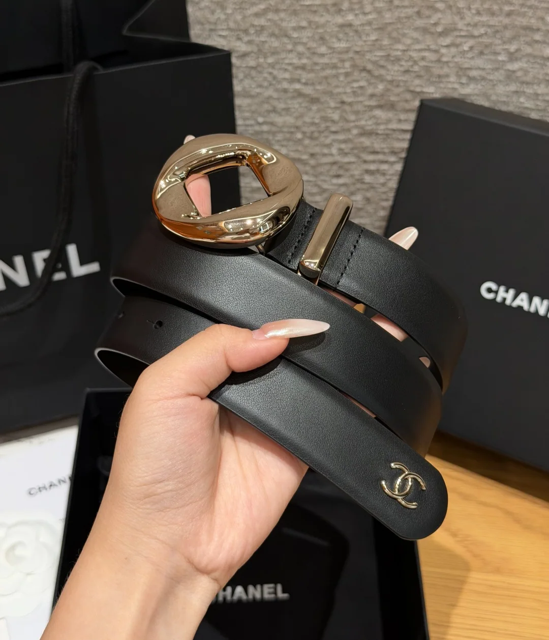 샤넬 가죽 더블 C 로고 벨트 상세 이미지 2
